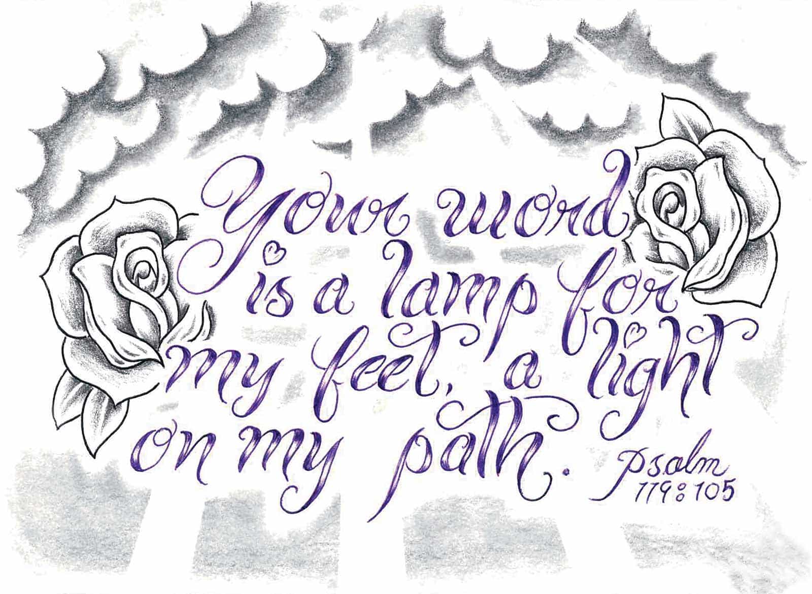 An illustration of a verse (Psalm 119:105).